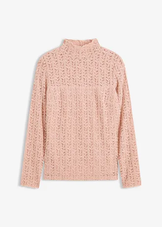 Colshirt met kant, Kleur: vintage roze