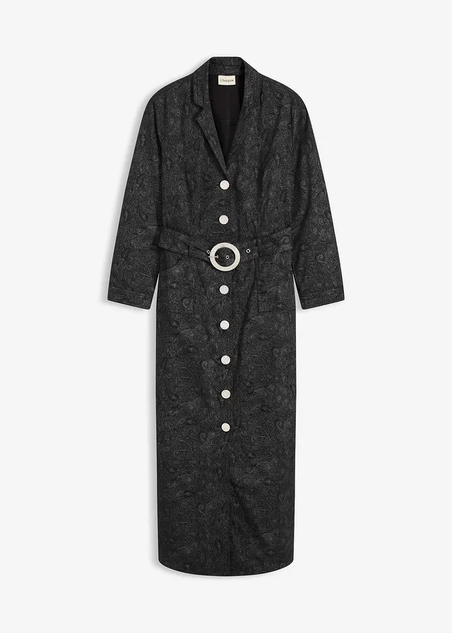 Twill jurk met riem (2-dlg. set) • zwart-rookgrijs paisley • bonprix online shop