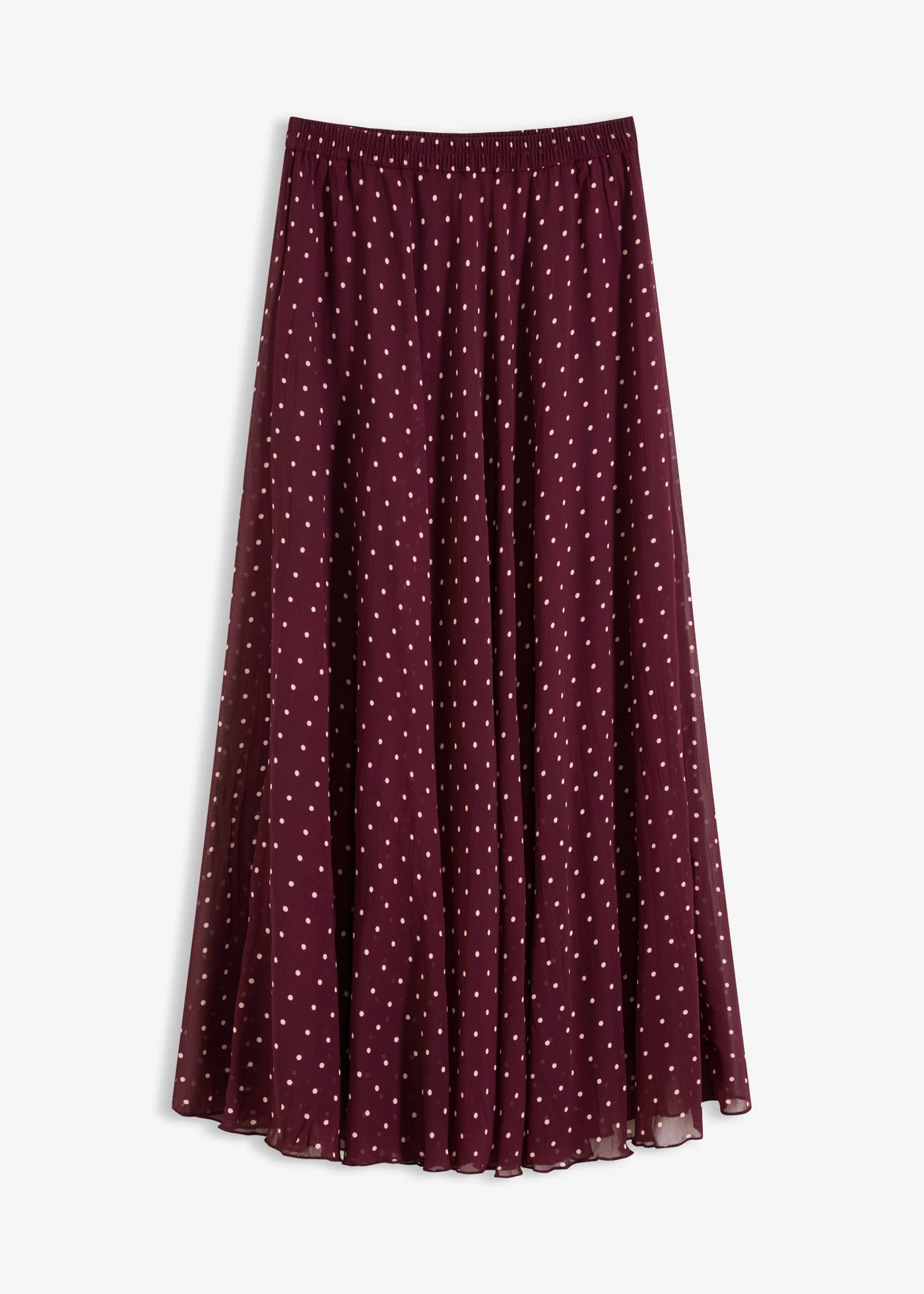 Jupe en mousseline effet froissé • bordeaux pois beige mat • Boutique bonprix