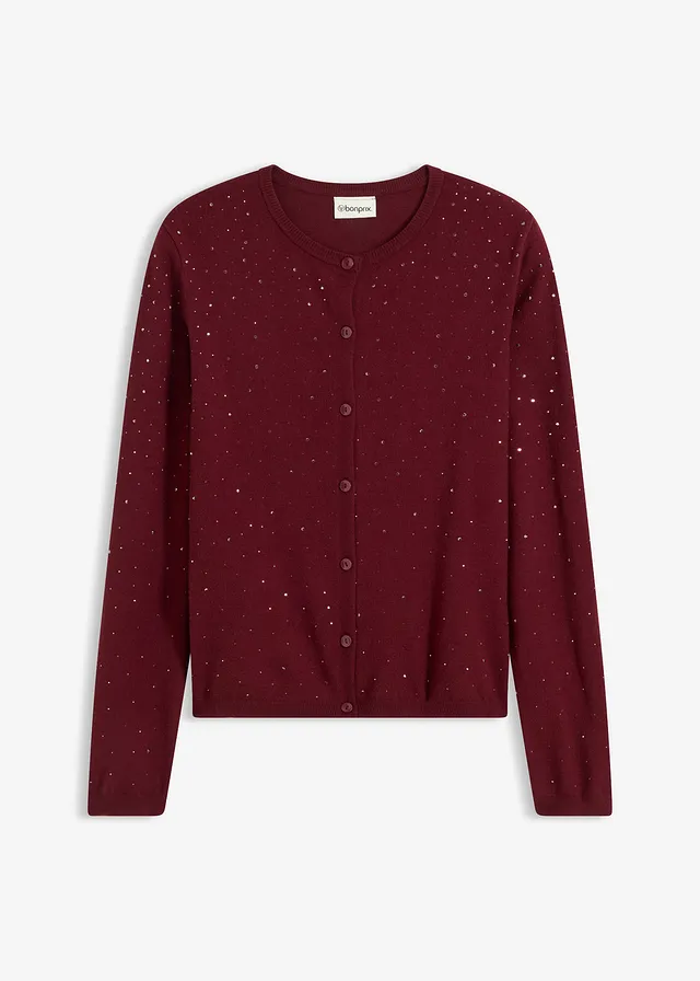 Sweter rozpinany z połyskującymi kamieniami
