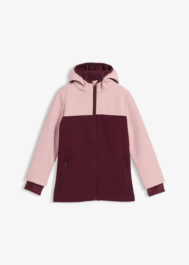 Softshellová termo bunda, voděodolná • popelavě růžovo-vínově červená • bonprix obchod