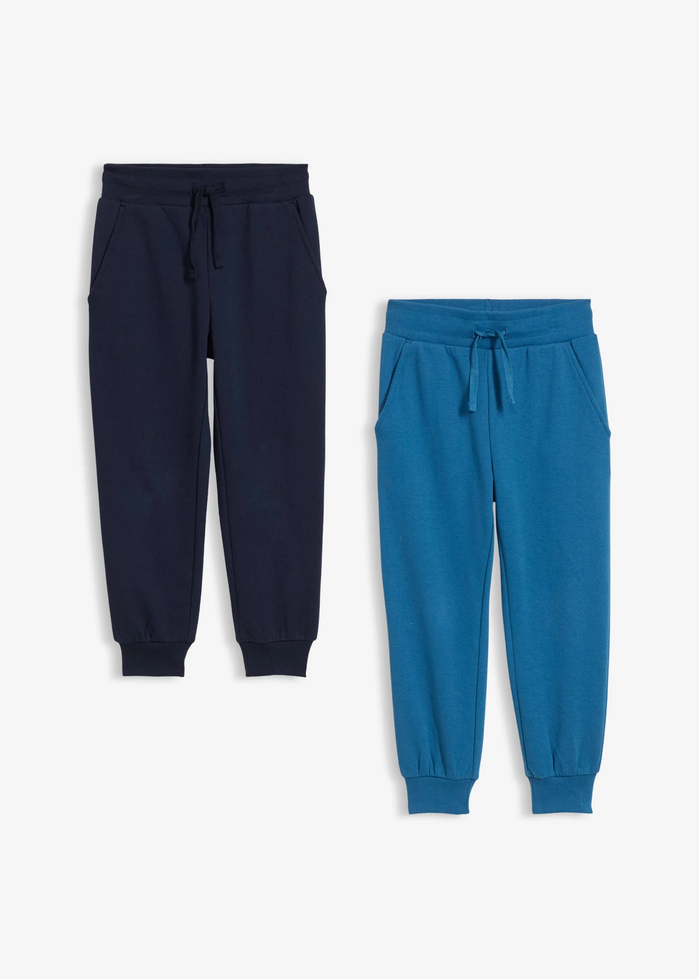 Joggingové kalhoty z měkké bavlněné směsi (2 ks v balení) • modrozelená + tmavě modrá • bonprix obchod