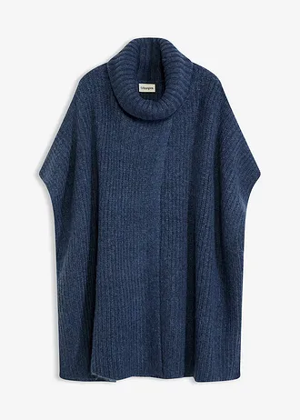 Pull poncho en laine mélangée • indigo • Boutique bonprix