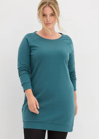 Sweatjurk met raglanmouwen, Kleur: pepergroen