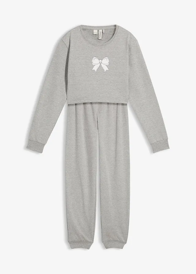 Domácí souprava s měkkou bavlnou a krátkou mikinou • světle šedý melír • bonprix obchod