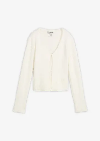 Fijngebreid vest van verengaren, Kleur: wolwit