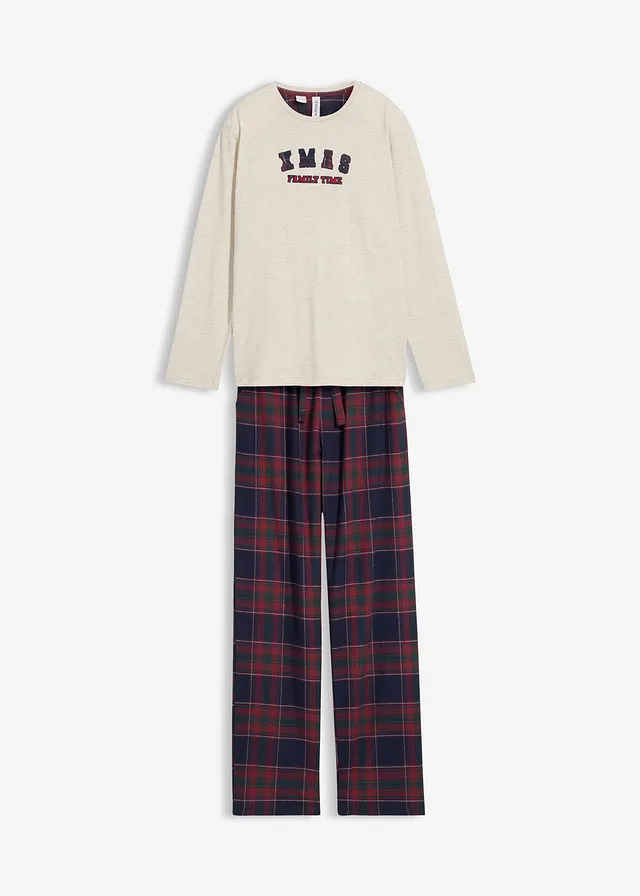 Pijama cu pantaloni din flanel moale (set 2 piese)