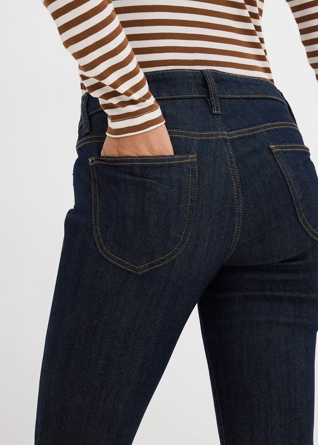 Stretch jeans high waist, straight • diepblauw denim ongewassen • product-page.page-title-suffix