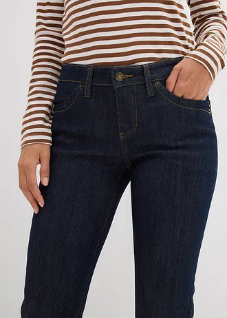 Stretch jeans high waist, straight • diepblauw denim ongewassen • bonprix online shop