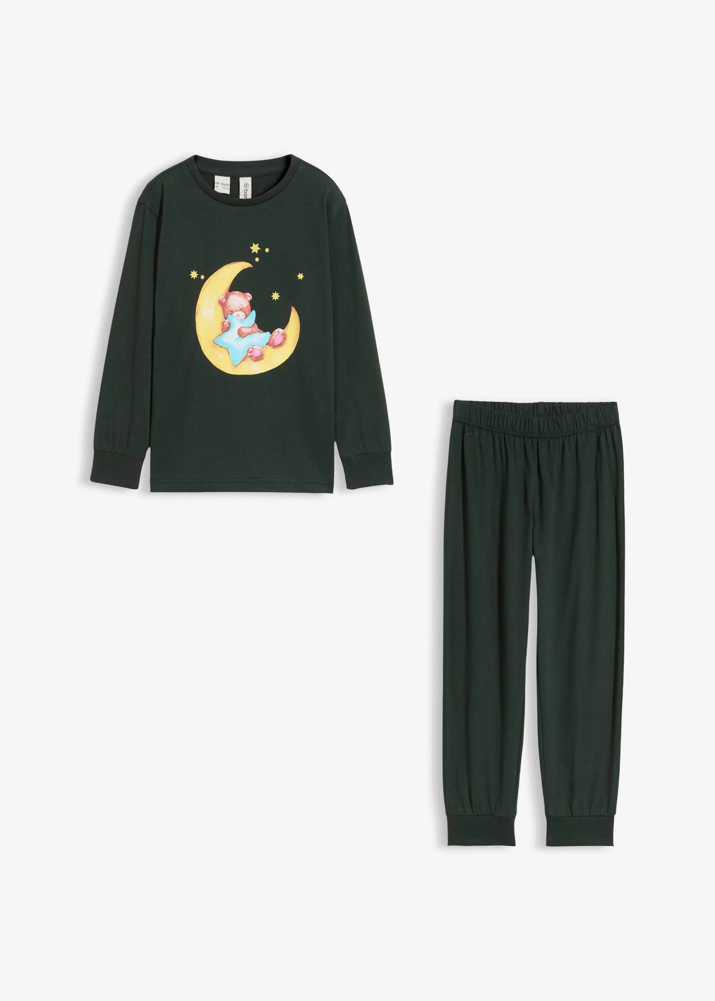 Pyjama van zacht katoen met glow-in-the-dark print (2-dlg. set) • dennengroen met print • bonprix online shop