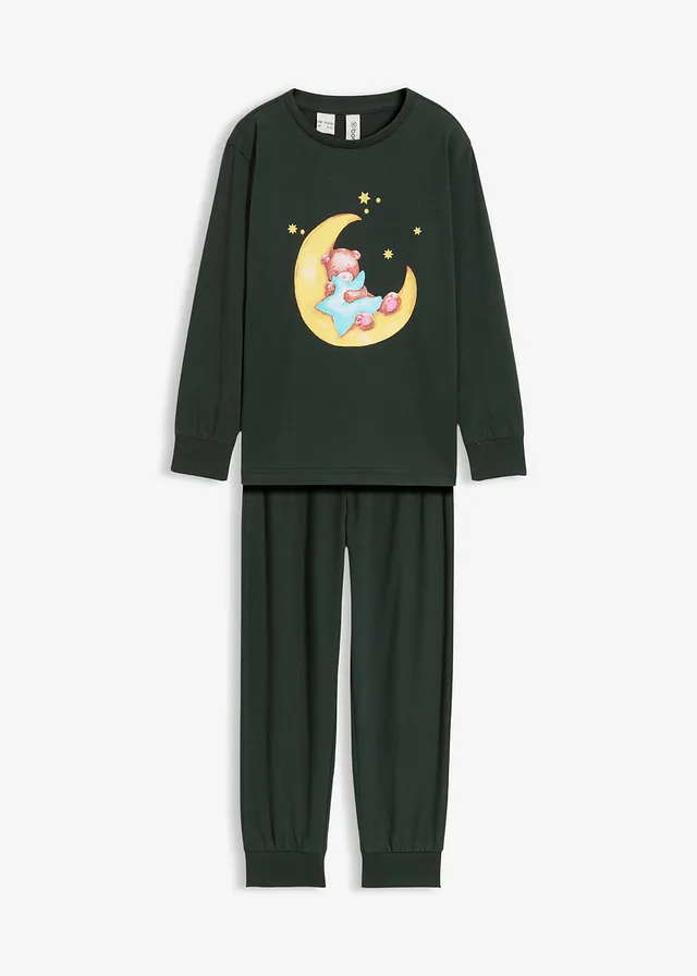 Pijama din bumbac moale cu imprimeu fluorescent (set/ 2 piese)