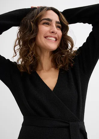 Robe portefeuille en maille pour la grossesse et l’allaitement • noir • Boutique bonprix