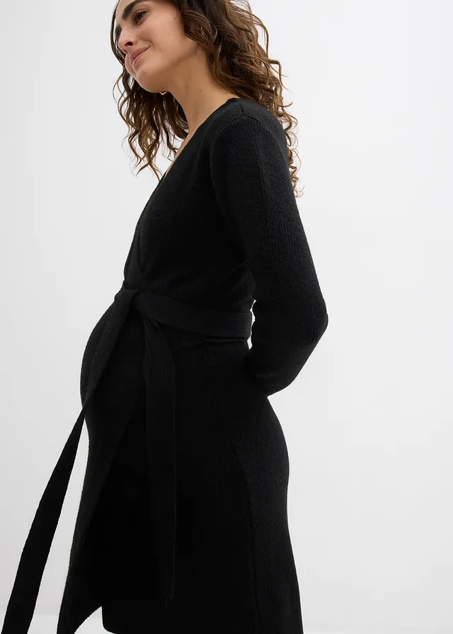 Robe portefeuille en maille pour la grossesse et l’allaitement • noir • product-page.page-title-suffix