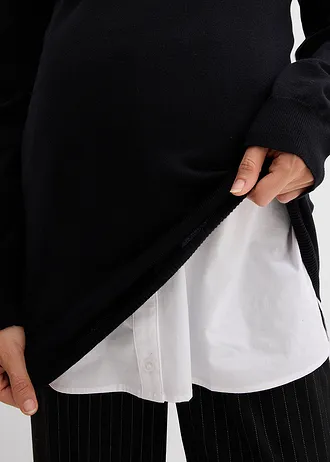 Set pentru sarcină și alăptare, compus din pulover și bluză fără mâneci din bumbac organic • negru/alb • magazin bonprix