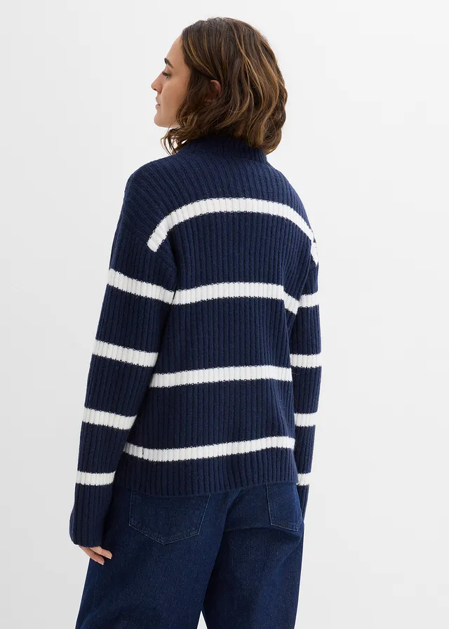 Gestreepte trui • donkerblauw - wolwit horizontaal gestreept • product-page.page-title-suffix