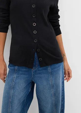 T-shirt manches longues côtelé • noir • Boutique bonprix