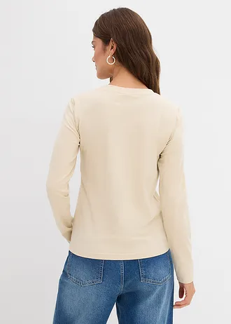Nauwsluitend longsleeve, Kleur: lichtsand