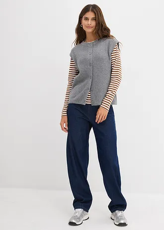 Pull sans manches en grosse maille, Couleur: gris chiné