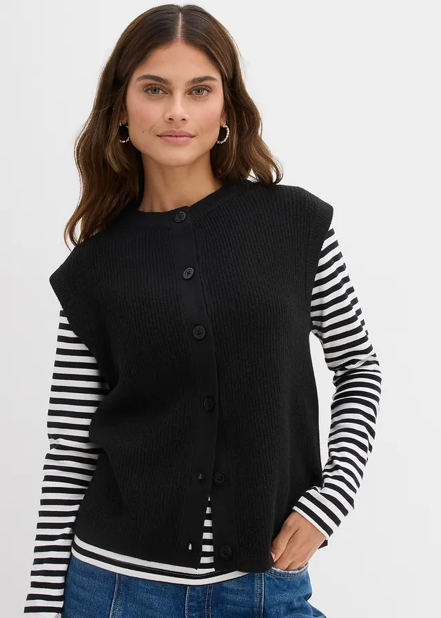 Grof gebreide spencer, Kleur: zwart