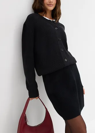 Pletená sukňa, krátka • čierna • obchod bonprix