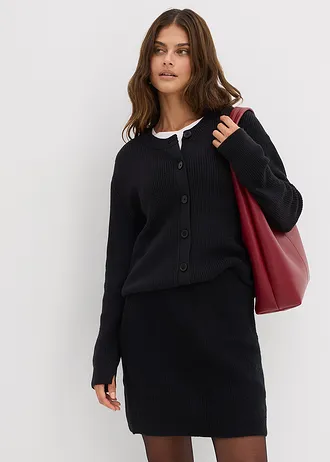 Pletená sukňa, krátka • čierna • obchod bonprix