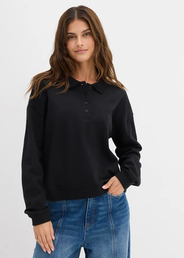Sweater van biologisch katoen, Kleur: zwart