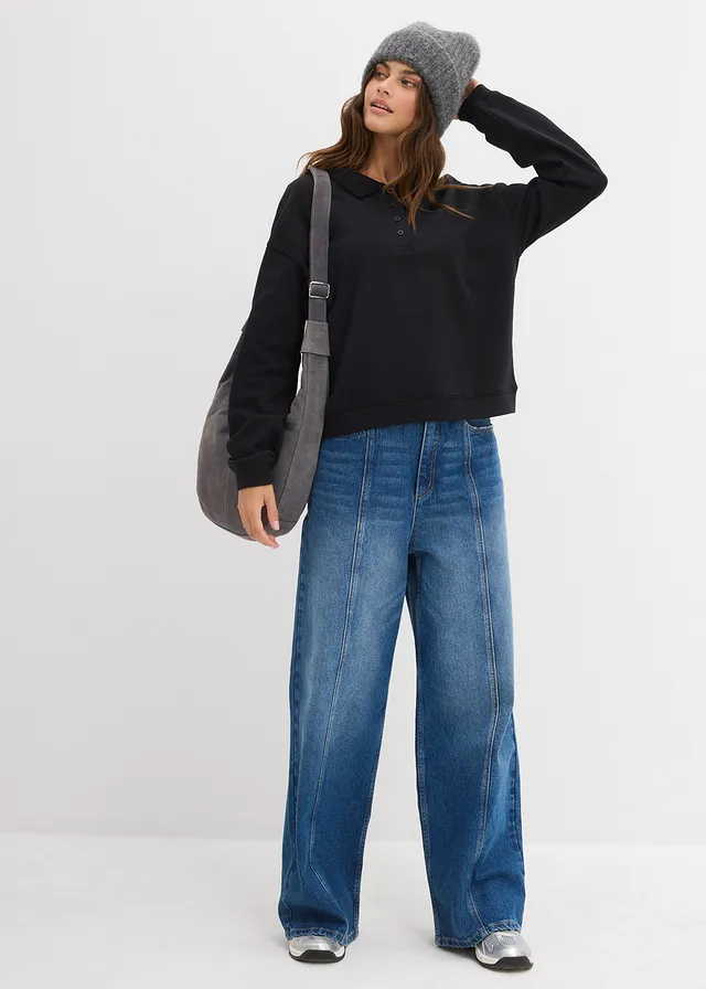 Sweater van biologisch katoen, Kleur: zwart