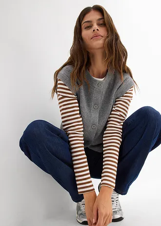 Grof gebreide spencer • grijs gemêleerd • bonprix online shop