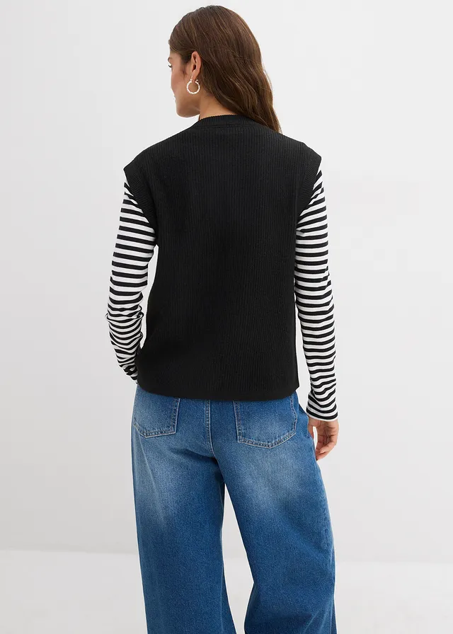 Grof gebreide spencer, Kleur: zwart