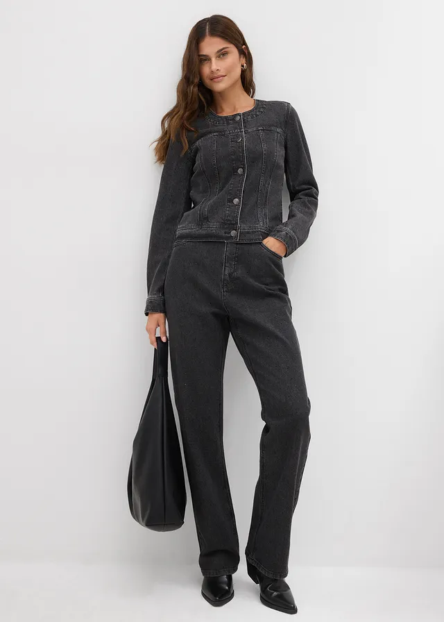 Farmerdzseki strasszkövekkel sötétszürke denim