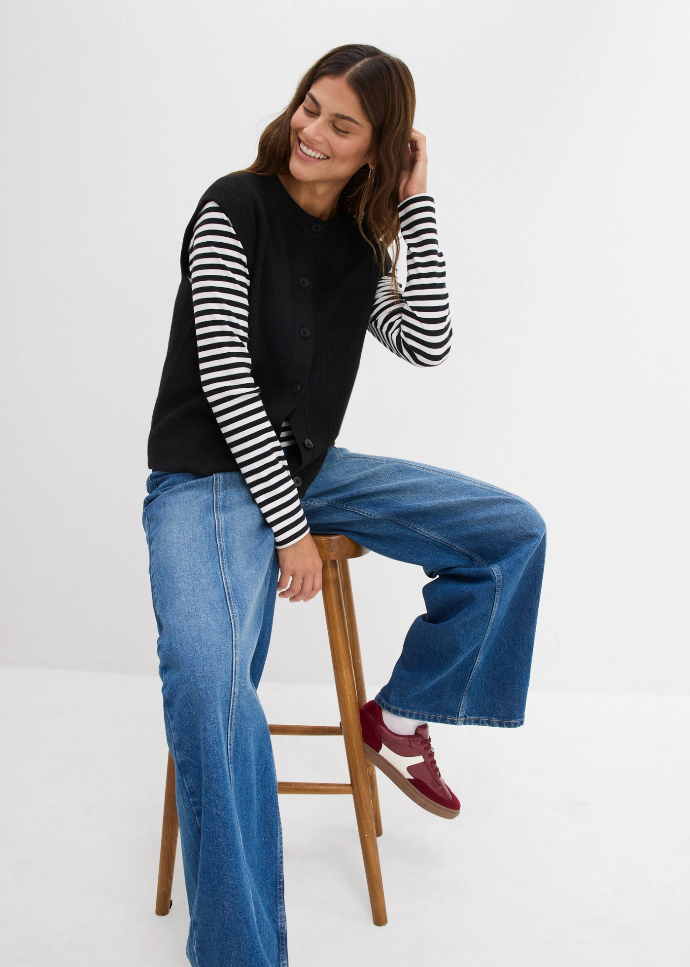 Grof gebreide spencer • zwart • bonprix online shop