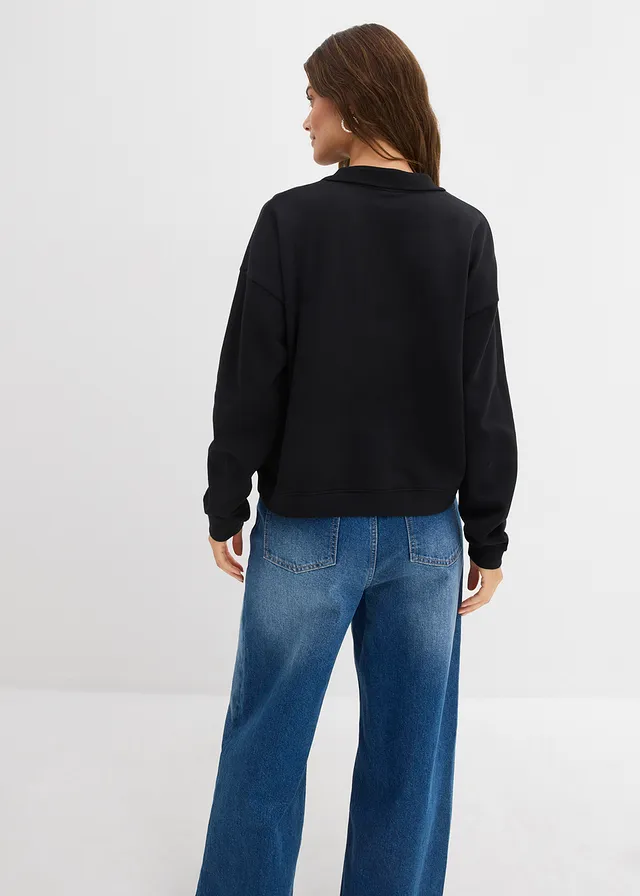 Sweater van biologisch katoen, Kleur: zwart