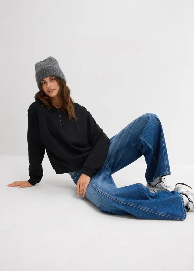 Sweater van biologisch katoen • zwart • bonprix online shop