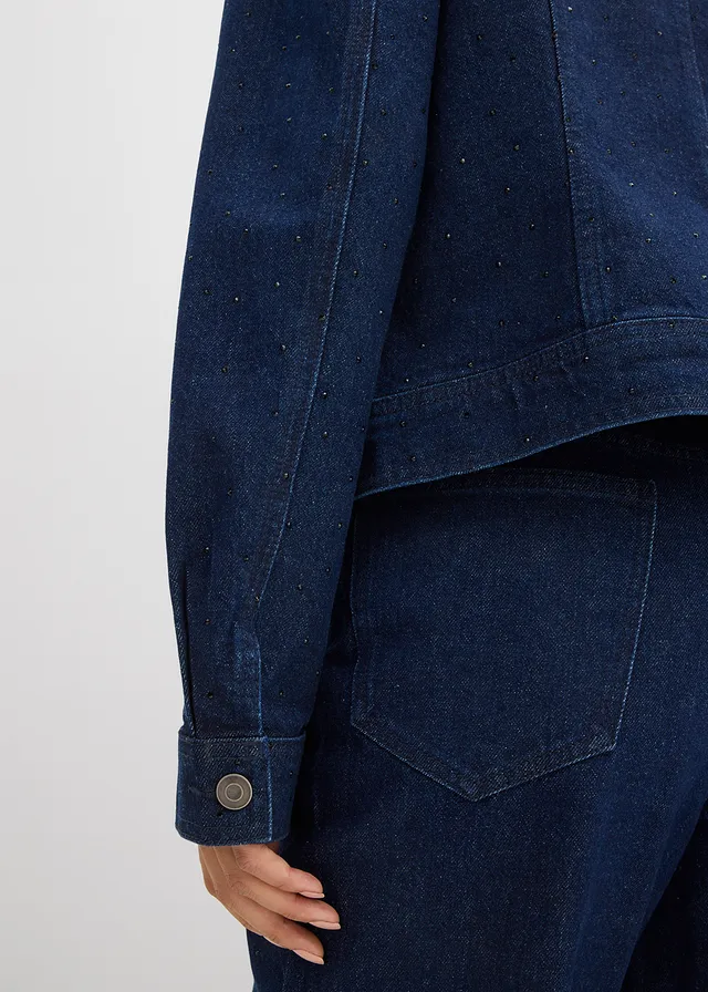 Džínsová bunda so štrasom • tmavomodrá denim • obchod bonprix