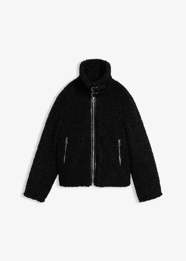 Geacă din imitație de blăniță teddy fleece