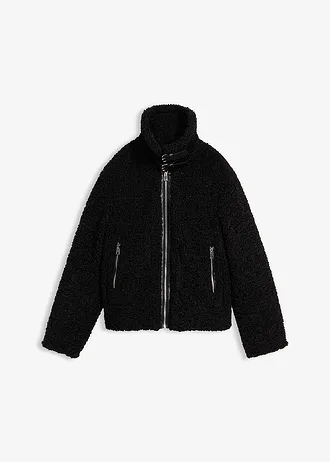 Imitatie bontjas van teddy fleece, Kleur: zwart