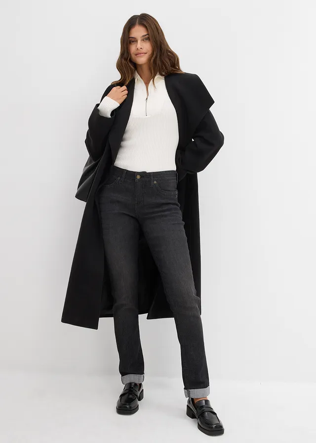 Stretch jeans high waist, straight • zwart denim • product-page.page-title-suffix