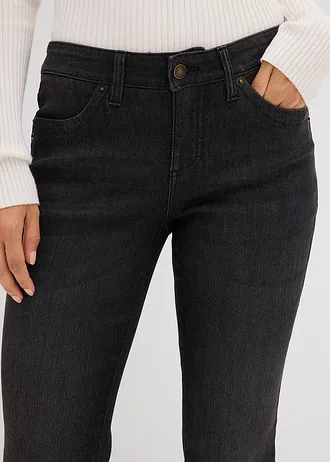 Straight sztreccsfarmer, High Waist • fekete denim • bonprix áruház
