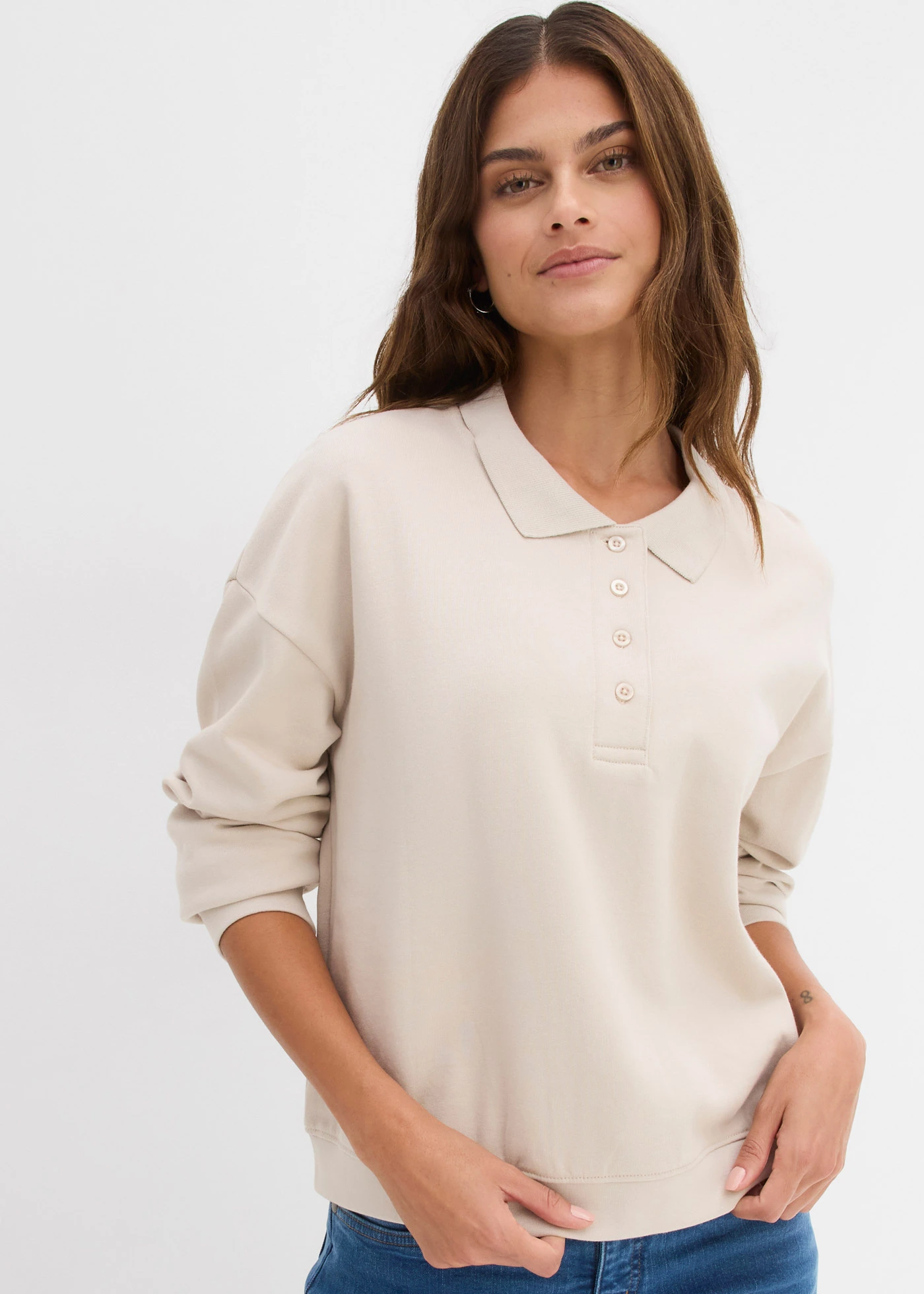 Sweat-shirt 100% coton • gris clair • Boutique bonprix