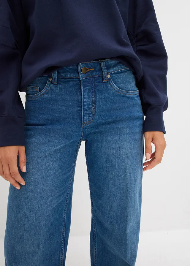 Wide leg jeans van biologisch katoen, mid waist • blue stone used • product-page.page-title-suffix