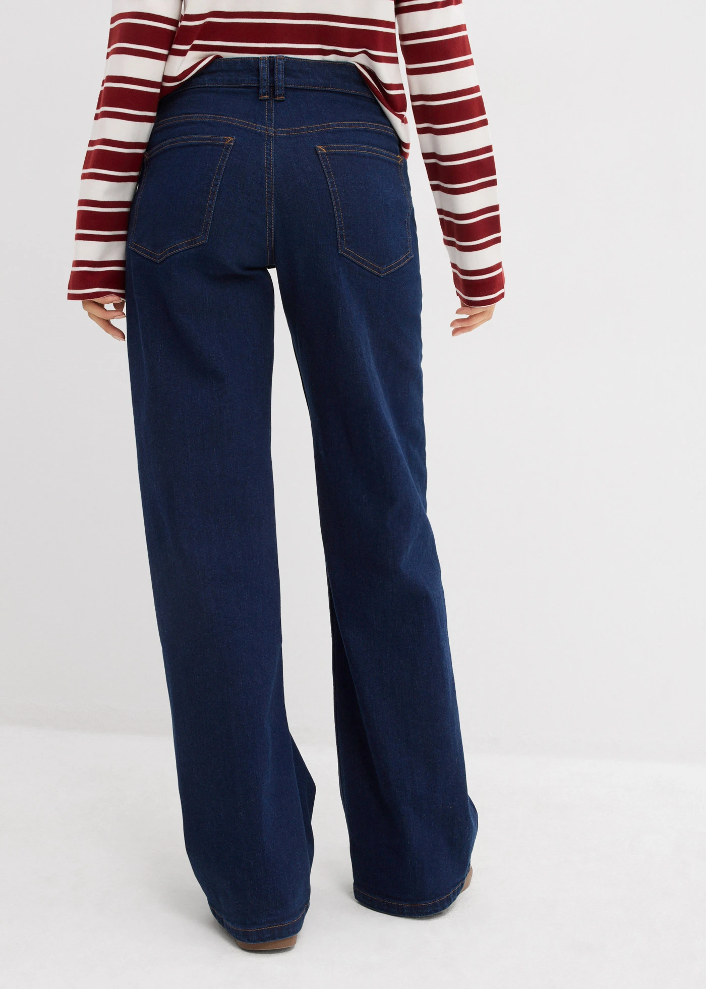 Wide Leg farmer, Mid Waist, bio-pamut • sötétkék denim • bonprix áruház