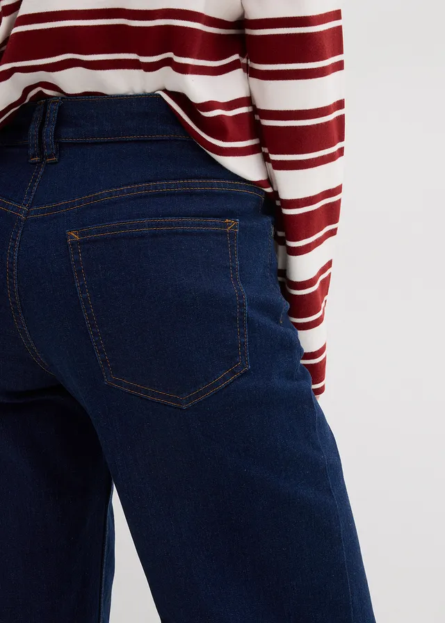 Wide leg jeans van biologisch katoen, mid waist • donkerblauw denim • product-page.page-title-suffix