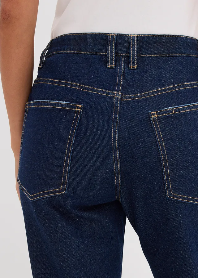 Straight jeans met strass, mid waist • diepblauw denim ongewassen metallic • product-page.page-title-suffix