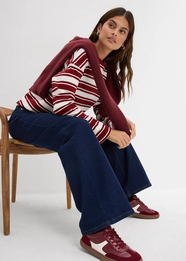 Wide leg jeans van biologisch katoen, mid waist • donkerblauw denim • product-page.page-title-suffix