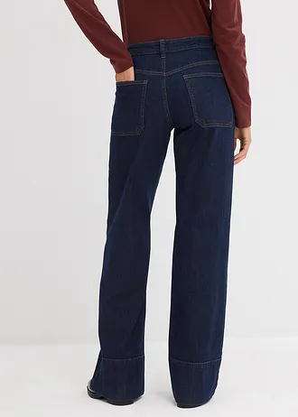 Džíny Wide Leg, Mid Waist, s organickou bavlnou, barva: sytě modrý denim unwashed