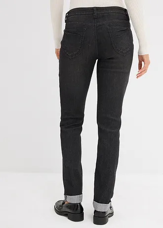 Stretch jeans high waist, straight • zwart denim • bonprix online shop