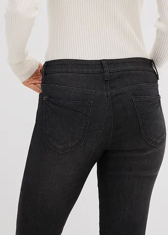 Jeansy ze stretchem straight, mid waist • czarny denim • sklep bonprix