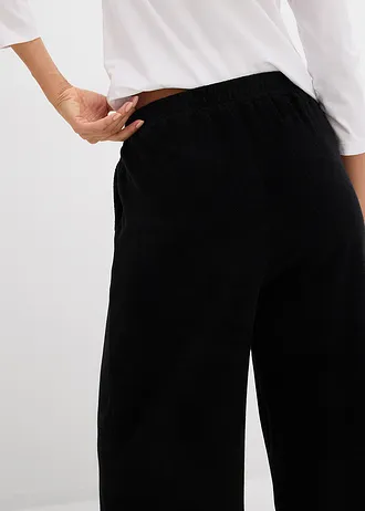 Pantaloni din jerse și frotir • negru • magazin bonprix
