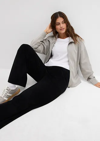 Pantaloni din jerse și frotir • negru • magazin bonprix