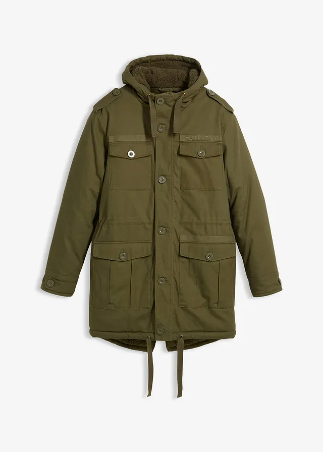 Outdoor parka met teddy voering voor de winter